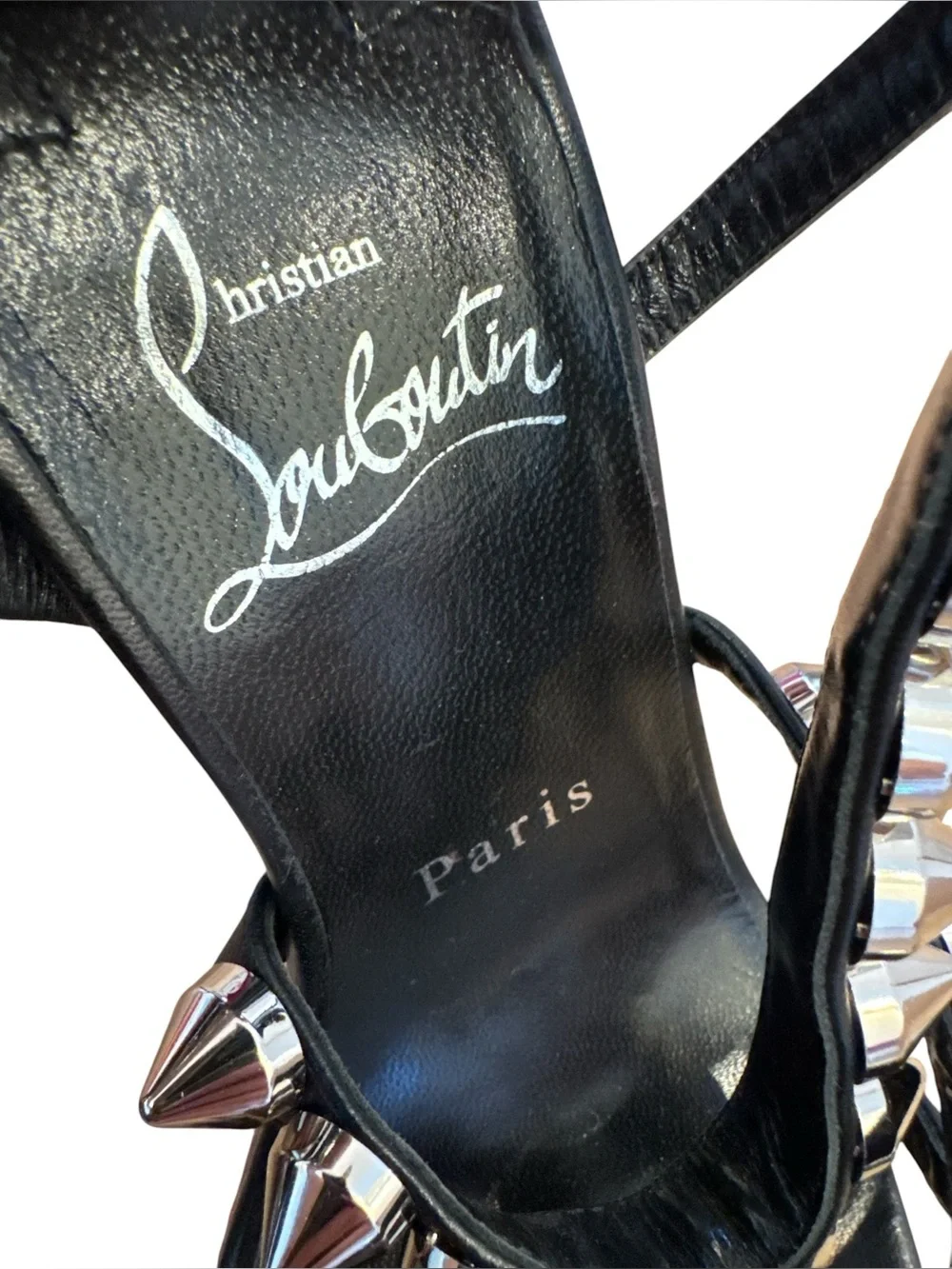 Christian Louboutin Spikita Strap 100 Black Leather Sandals NWT!
